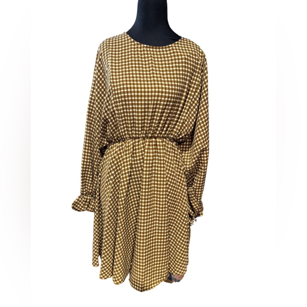 NWT - BUCKETLIST Plaid Mid Dress in Green/Brown